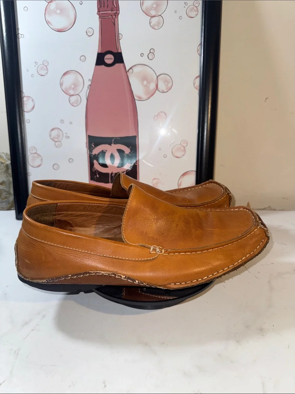 Steve Madden Men's Novo Cognac Leather Slip-On Loafers Size 12